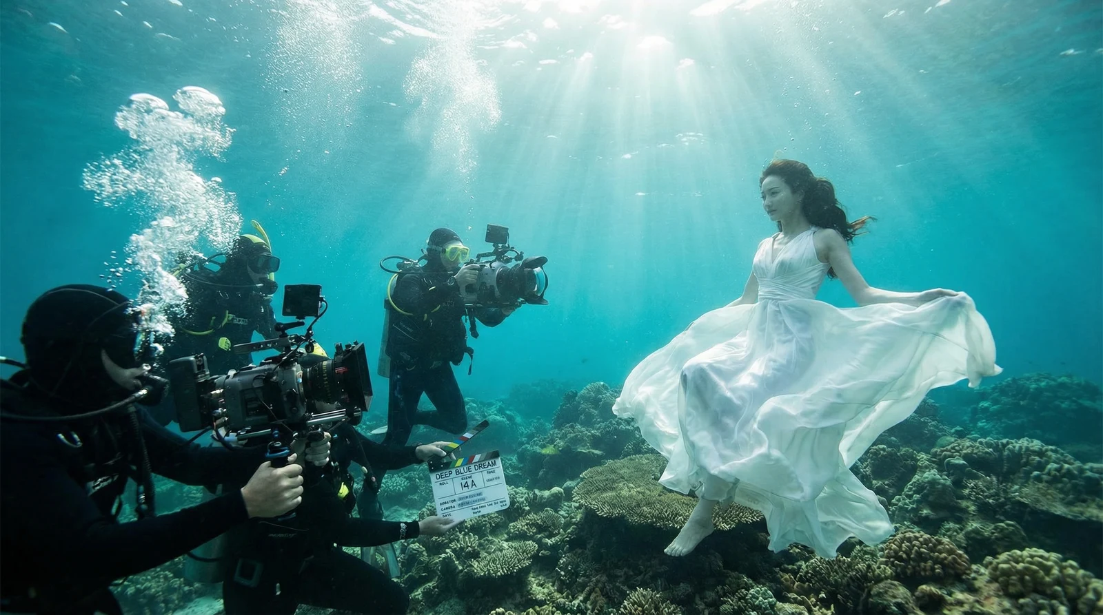 蘑菇视频萝莉岛栏目水下拍摄现场花絮