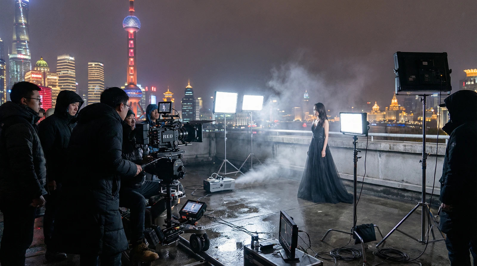 蘑菇视频上海外滩夜景拍摄现场实况